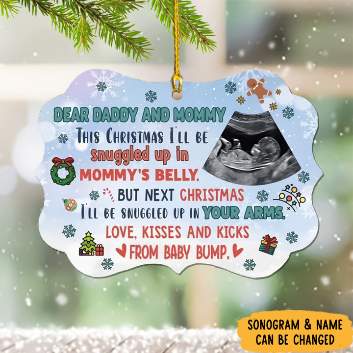 Personalized Photo Pregnancy Announcement Christmas Ornament Expectant Parents Ornament