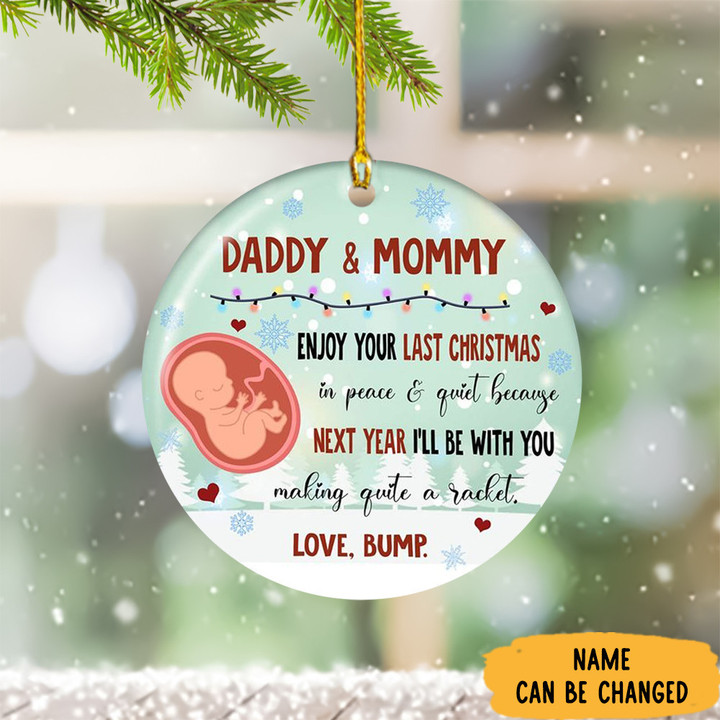 Personalized Pump Enjoy Your Last Christmas Ornament Expecting Pregnancy Ornament 2023