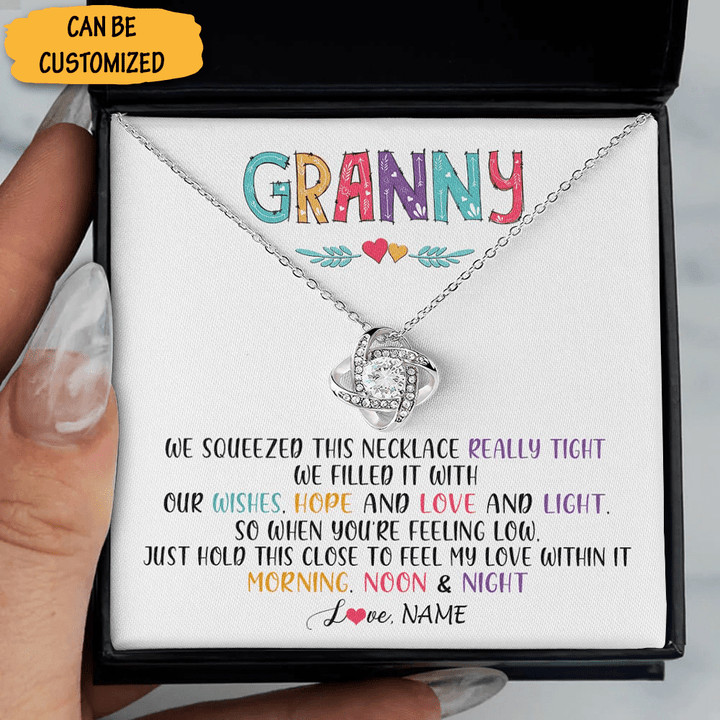 Custom To My Granny Necklace Silver Love Knot Pendant Necklace Message Best Granny Christmas Presents