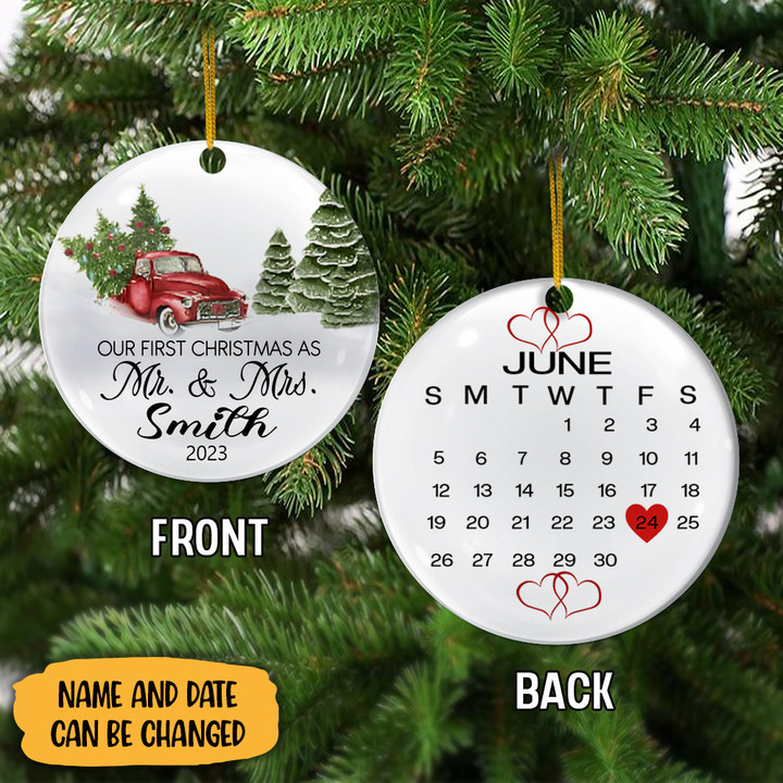Personalized Our First Christmas As Mr And Mrs Ornament Custom Couple Christmas Ornaments Decor