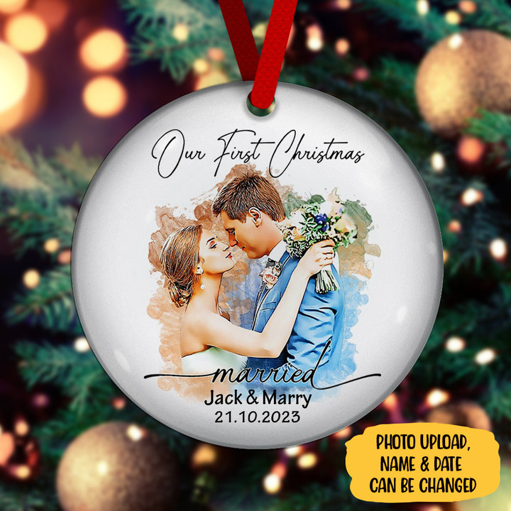 Personalized Our First Christmas Married Ornament Couples Christmas Ornament