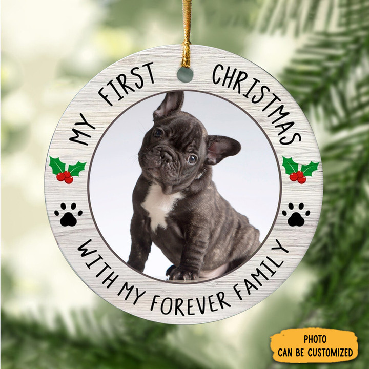 Custom Photo French Bulldog My First Christmas Ornament Dog Picture Ornament Xmas Tree Decor