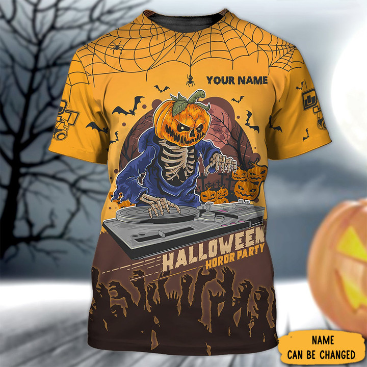Custom Skeleton DJ Halloween Party Shirt Gifts For A DJ Friend Halloween Music Party