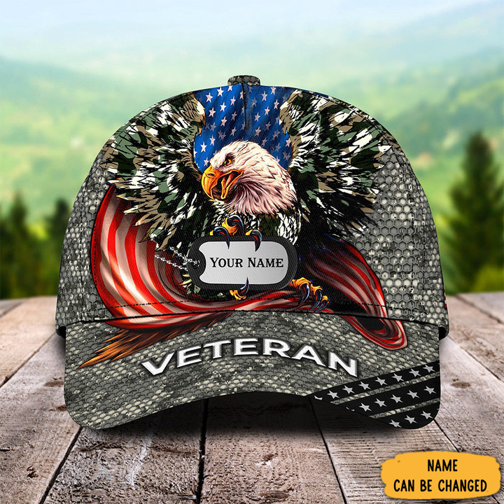 Personalized Camo Eagle Veteran Hat Patriotic Custom Veteran Baseball Cap Best Gifts