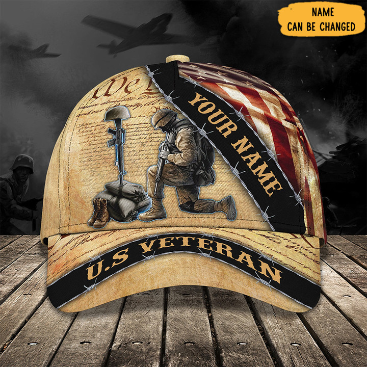 Personalized We The People Veteran Hat American Flag Patriotic Custom Veteran Ball Cap