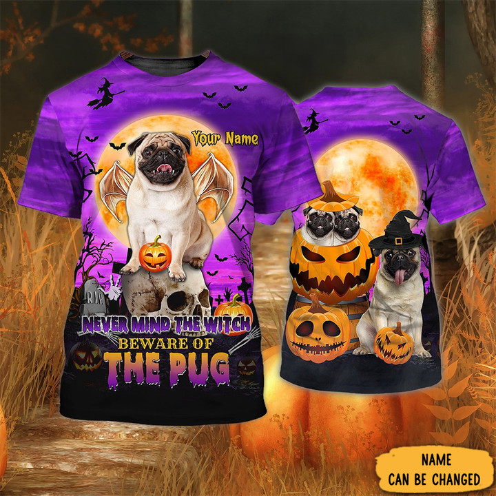 Personalized Never The Witch Beware Of The Pug Halloween Shirt Gifts For Pug Owners