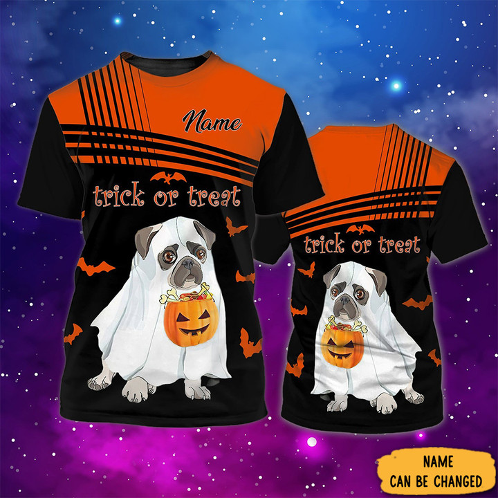 Personalized Pug Ghost Trick Or Treat Halloween Shirt Gifts For Pug Lovers
