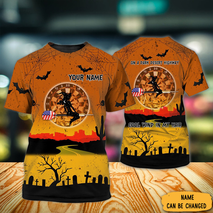 Personalized Witch Ride Dart Halloween Shirt On A Dark Desert Highway Cool Wind In My Hair
