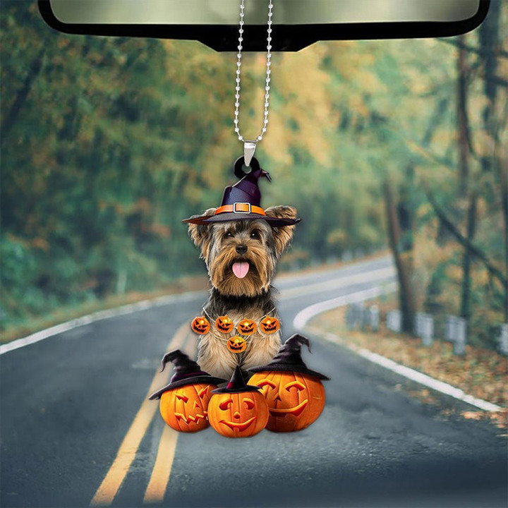 Yorkshire Terrier Pumpkin Halloween Car Hanging Ornament Gifts For Yorkshire Terrier Lovers