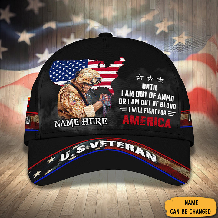 Custom Veteran Hat I Will Fight For America Patriotic Veteran Baseball Cap Present Ideas