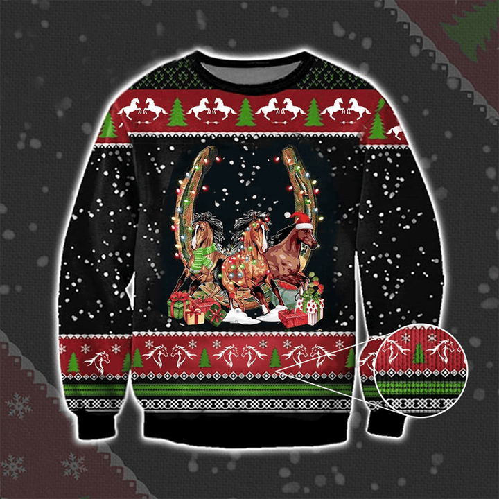 Horse Ugly Christmas Sweater Horse Lover Merry Christmas Sweater Gift For Sibling