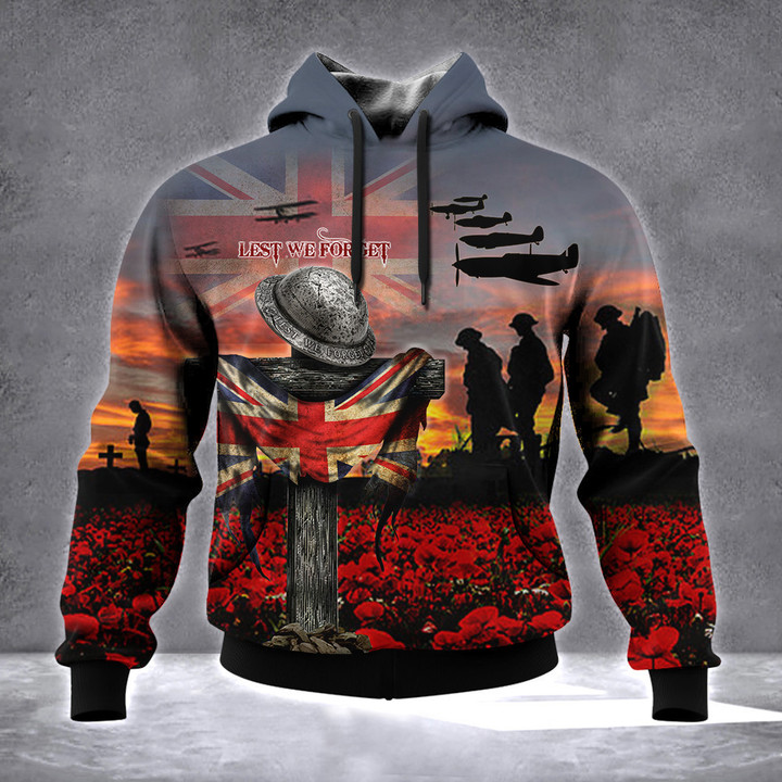 UK Veteran Lest We Forget Hoodie UK Veterans Day Poppy Clothing Gifts For British