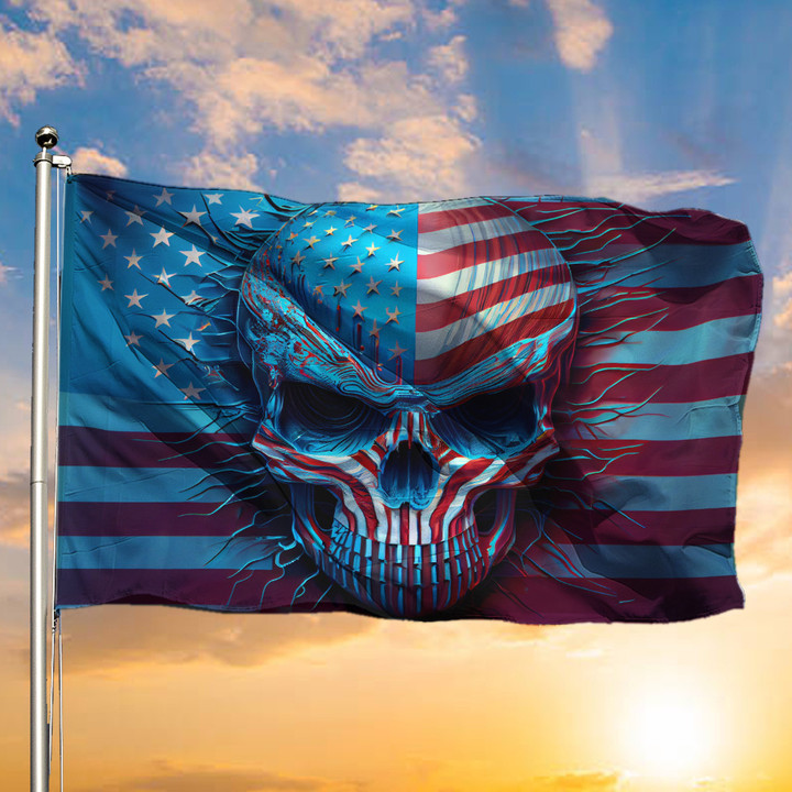 American Pirate Skull Flag Patriotic Skull Flag Decor For Indoor Outdoor