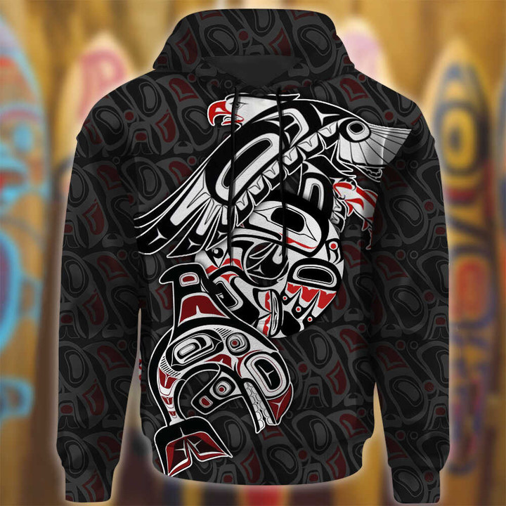 Northwest Coast Symbolism Hoodie 3D Native American Clothing Gifts For Men
