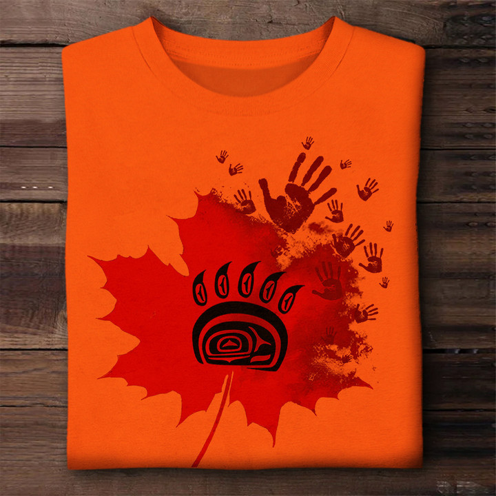 Every Child Matters Shirt Maple Leaf Bear Paw With Hands Support Orange Shirt Day Clothing