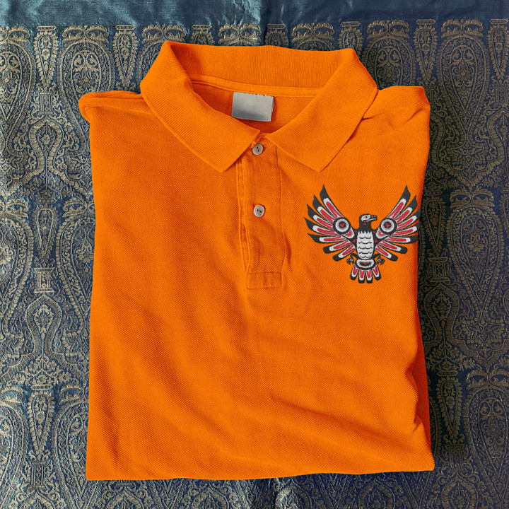 Every Child Matters Polo Shirt Haida Eagle Art Canada Orange Shirt Day Sept 30th Clothing