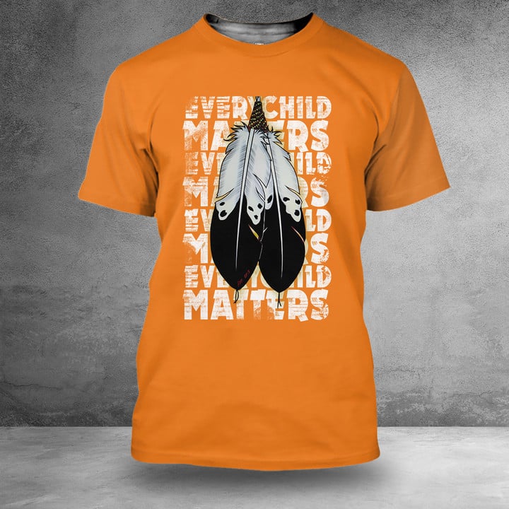 Feather Every Child Matters Shirt Old Vintage 2023 Orange Shirt Day Movement Clothing