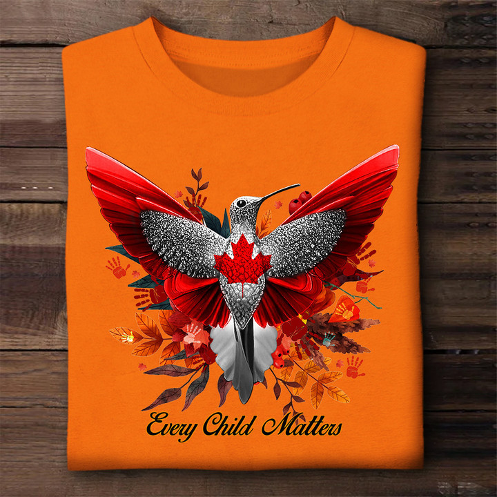 Canada Every Child Matters Shirt Hummingbird Art Support Orange Shirt Day Awareness Clothing