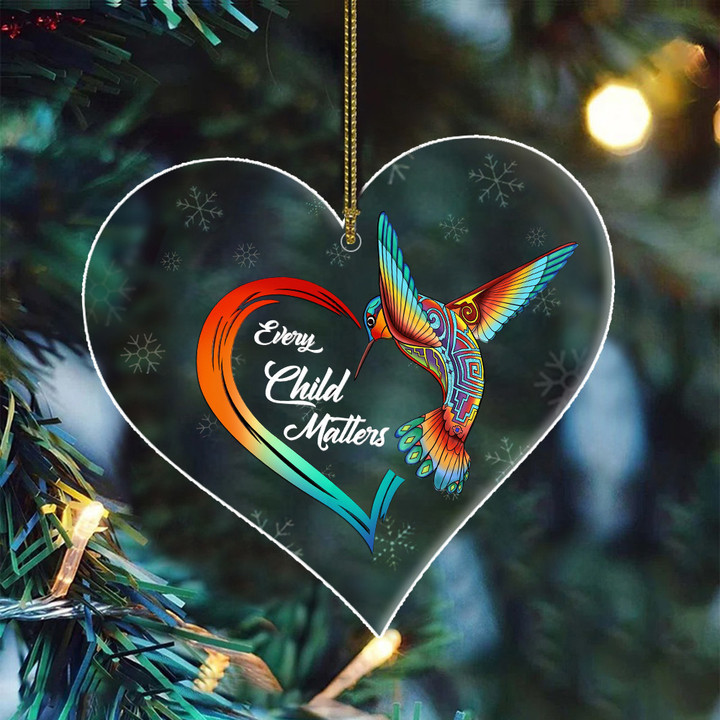 Every Child Matters Acrylic Ornament Hummingbird Heart Canada Orange Day Movement Merch Decor