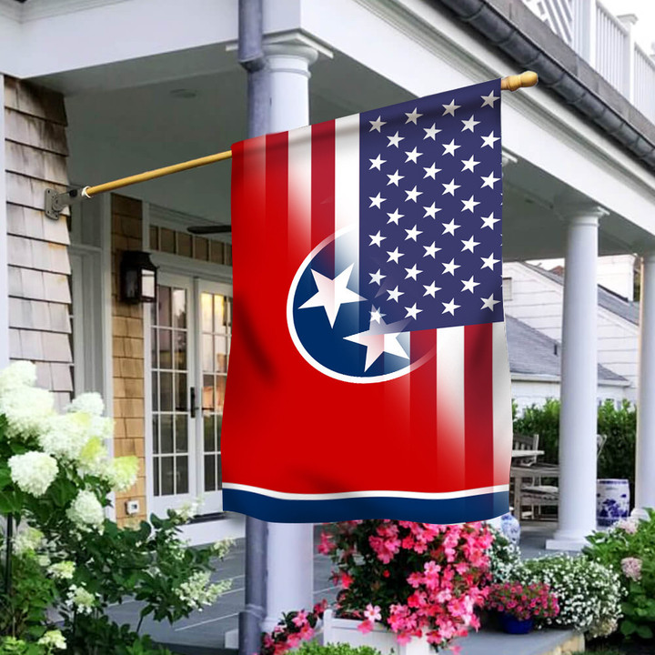 Tennessee State Flag With American Flag Patriotic Decorations Outdoor