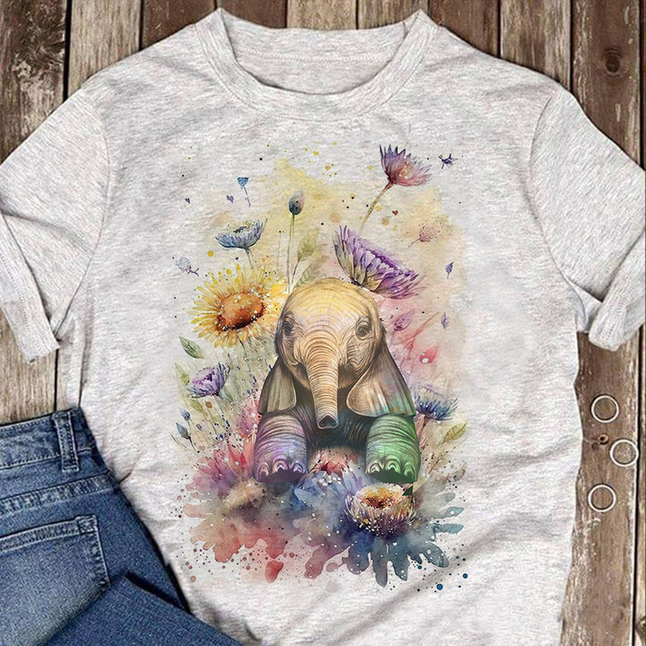 Watercolor Elephant With Flowers Shirt Unique Graphic Tees Gifts For Friends