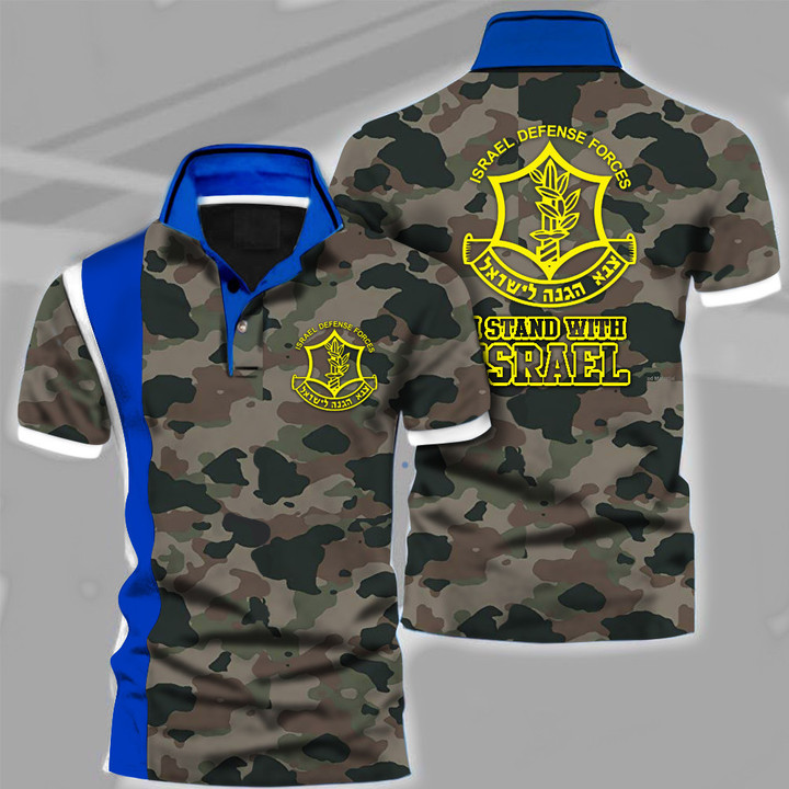 IDF Polo Shirt I Stand With Israel Polo Shirt Israel Defense Forces Camo Clothing