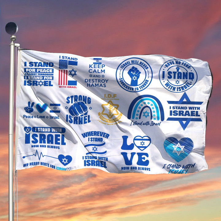 I Stand With Israel Flag Peace Love Israel Flags For Sale Patriotic Merchandise