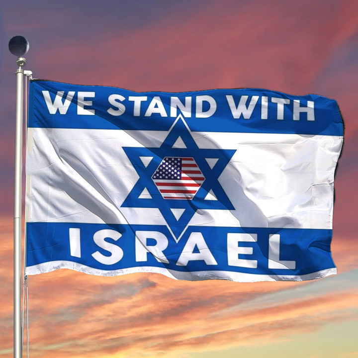 American We Stand With Israel Flag USA Support Israel Flag Anti Palestine Merch