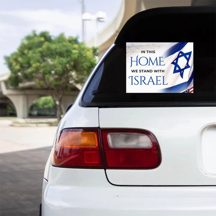American I Stand With Israel Car Sticker In This Home We Stand With Israel Car Decal Stickers
