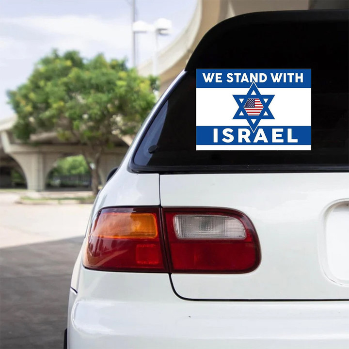 American We Stand With Israel Car Sticker Support Israel Car Window Decals Anti Palestine Merch