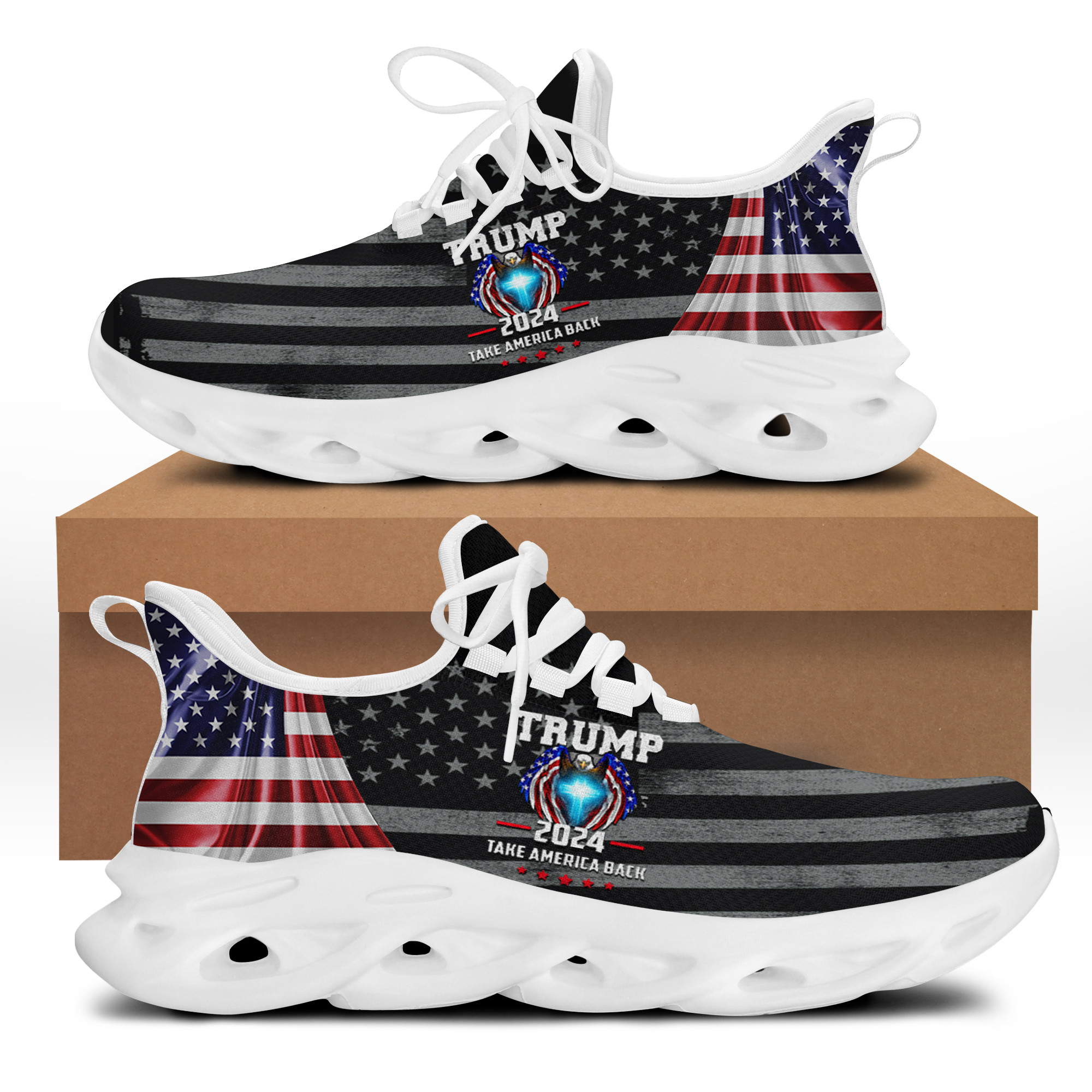 Trump 2024 Take America Back Clunky Sneakers US Eagle Trump For Presid