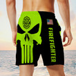 Skull Firefighter Board Shorts, Firefighter Shorts, Men's Swim Shorts