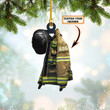 Capitaine Black Helmet Ornament, Firefighter Custom Shaped Ornament, Personalized Christmas Ornaments