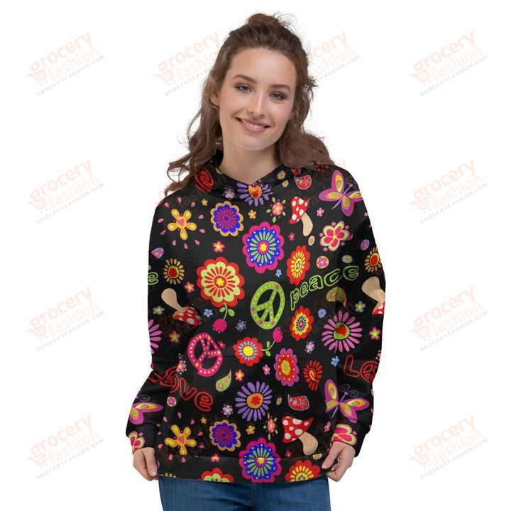 Hippie Peace Print Unisex Hoodie