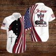 Cross Jesus Bible Americal Flag Biker Jesus Take The Wheel Graphic Print Short Sleeve Hawaiian Casual Shirt