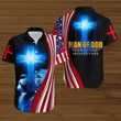 Lion Cross American Flags 4th Of July Independence Day Man Of God Husband Daddy Protector Hero Graphic Print Short Sleeve Hawaiian Casual Shirt
