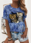 Cat Blue T-shirt 3D
