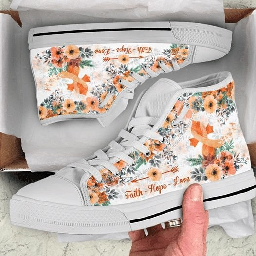 Mutiple Sclerosis Faith hope love full White Shoes for gift birthday Fashion Canvas High Top Shoes