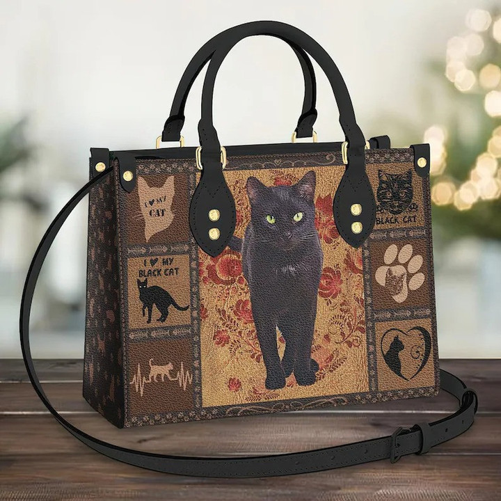 Black Cat Leather Bag