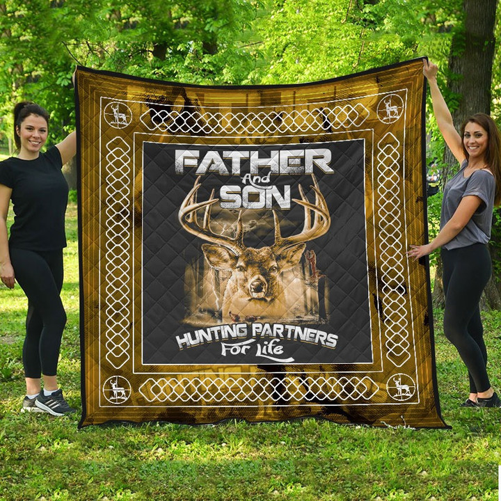 Father And Son Hunting Partners For Life Fleece Blanket