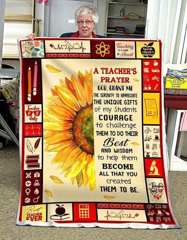 Sunflower A Teacher's Prayer God Grant Me The Serenity To Appreciate The unique Gifts Of My Students Premium Comfy Sofa Throw Blanket