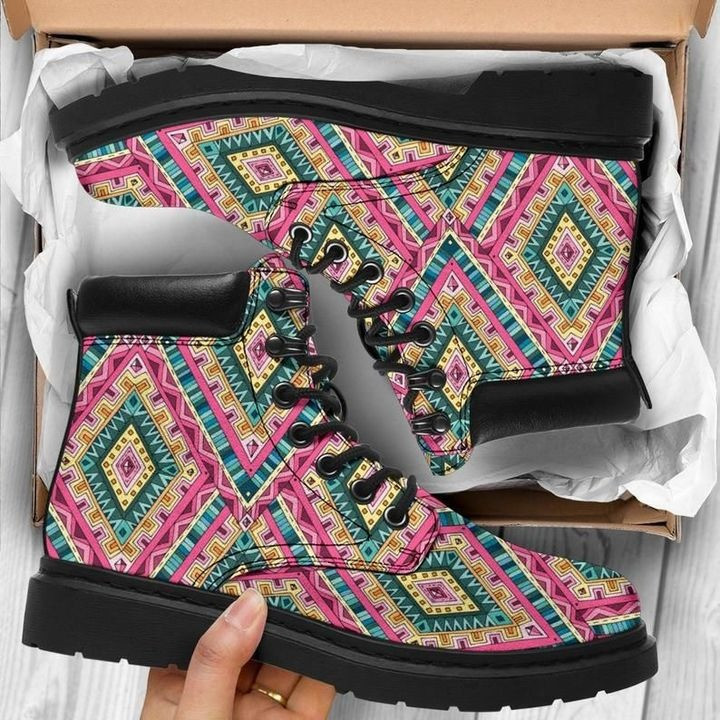 Pink Tribal Leather Boots