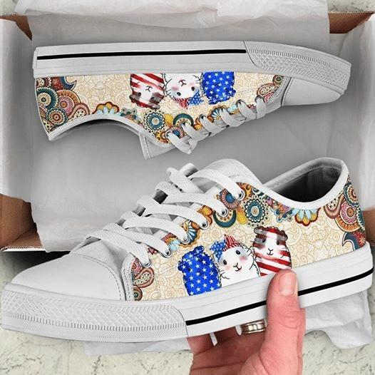 American flag hamsters mandala Canvas Low Top Shoes