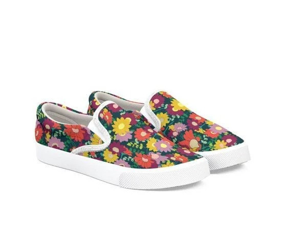 Happy Spring Pattern Slip on Shoes