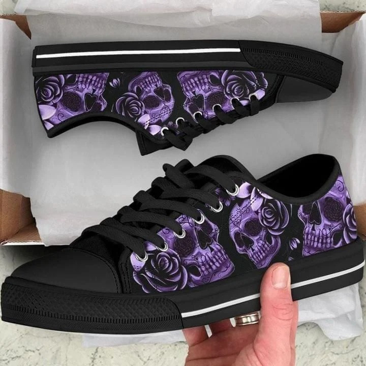 Skull Purple Low Top Shoes Low Top Shoes