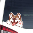 Siberian Husky Car Decal / Peek Husky Waving Paw Car Sticker