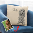 Custom Dog Portrait Hand Drawing Pillow