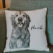 Custom Dog Portrait Hand Drawing Pillow