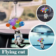 Flying Cat Pet Hanging Ornament With Colourful Balloon