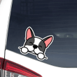 Boston Terrier / Peeking Kawaii Smiling Dog Car Window Laptop Bottle Sticker Decal